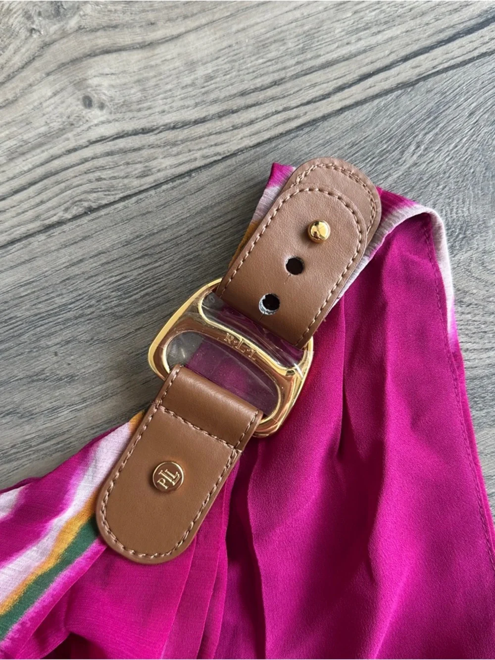 LAUREN RALPH LAUREN Striped One-Shoulder NWT Crinkle Georgette Dress - Picture 3 of 11